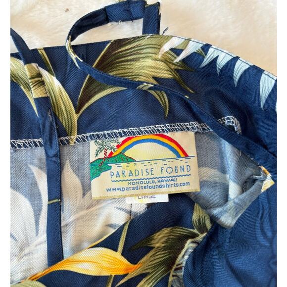 Paradise Found Hawaii Vintage Blue Spaghetti Strap Short Sundress Size Large - Picture 7 of 12